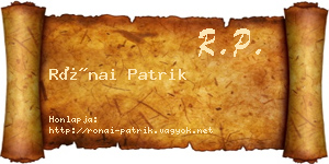 Rónai Patrik névjegykártya